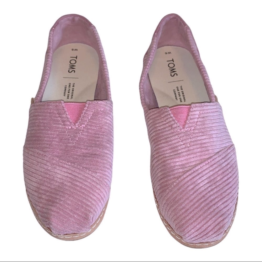 NEW | TOMS Womens Slip On Flats Pink Micro Corduroy Sz 6 - Picture 9 of 13